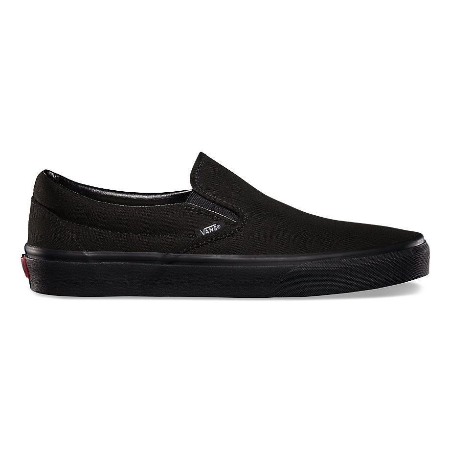 vans black on black slip on